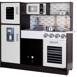 TOOKYLAND Wooden Play Kitchen Set - Pretend Cooking Playset With Toy Oven, Stove, Sink, Microwave, Accessories; for Kids 3 Year Old +