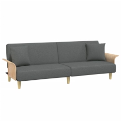 VIDAXL Sofa Bed With Armrests Dark Fabric In Grey