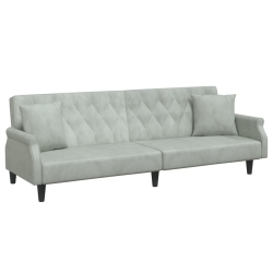 VIDAXL Sofa Bed With Armrests Light Velvet In Grey