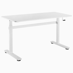 DESKY Zero Manual Sit-Stand Desk - Crank Lift Up to 46.1", Manual Height Adjustable Sturdy Steel Frame Levelling Feet - In White