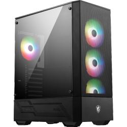 MSI Mag Forge 112R - Mid-Tower Gaming PC Case: Tempered Glass Side Panel, 120MM Argb Fans, Liquid Cooling Support Up to 240MM Radiator