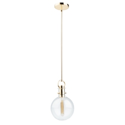 ARTCRAFT LIGHTING Single Round Glass Pendant (Polished Brass)