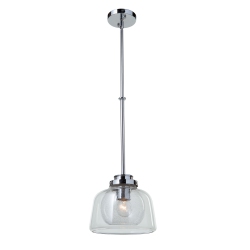 ARTCRAFT LIGHTING Single Clear Seeded Glass Pendant (Chrome)