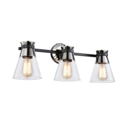 ARTCRAFT LIGHTING Kanata Collection 3-Light Vanity Light & Brushed Nickel In Black