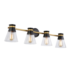 ARTCRAFT LIGHTING Kanata Collection 4-Light Vanity Light & Brushed Brass In Black