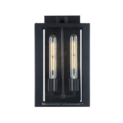 ARTCRAFT LIGHTING Waterville Collection 2-Light Exterior Wall Light, Matte In Black