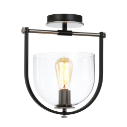 ARTCRAFT LIGHTING Cheshire Collection 1-Light Semi-Flush Mount & Nickel In Black