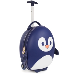  ANIMOR Kids Travel Partner Ride-On Suitcase and Carry-On  Luggage, Classic Rolling Luggage (Penguin Blue)
