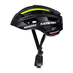 SAFE-TEC Asgard Bicycle Smart Helmet With Mips & Turn Signals And Bone Conduction Speakers (Black Green, Medium) In Multicolor
