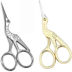 NAVOR 2 Pack Arolly Embroidery Scissors 5.51-Inch Small Sewing Scissors Retro Style Craft Scissors for Art Needle Work - Silver & In Gold