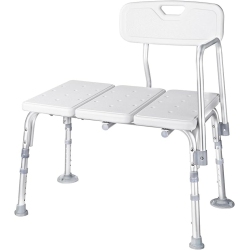 LIVINGBASICS Seniors Bathroom Transfer Bench Shower Chair, Bathtub Stools With 5-Level Adjustable Height And Removable Armrest Hold Up to 220.5Lb