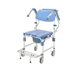BYTREX Shower Commode Chair Personal Mobility Assist Toilet Commode Wheelchair, Waterproof With Arm And Foot Rests Can Be Flip-Up