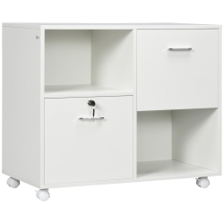 VINSETTO Lateral Filing Cabinet \w Drawers And Lock, File Cabinet, Mobile Printer Stand \w Open Shelves And Wheels for Letter And A4 Size Documents