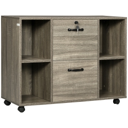VINSETTO Lateral Filing Cabinet \w Wheels And Lockable Drawer, File Cabinet, Mobile Printer Stand \w Open Shelves for Letter And A4 Size Documents