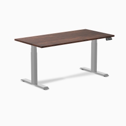 DESKY Dual Softwood Sit-Stand Desk - 60" American Rustic Pine Top Dual Motor Height Range Up to 49.2" Frame In Grey