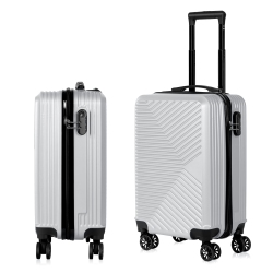 HIKOLAYAE Carry On Luggage, 20" Hardside Suitcase Abs Spinner Luggage With Lock - Crossroad In In Silver