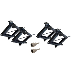 PROGRADE Combo 64280 - Set Of 4-5000Lb Rv Stabilizer Scissor Jack Low Profile Grade 8 Screw Drive Universal Bolt Plate Includes 2 Jack Sockets