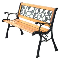 TOPBUY Garden Iron Bench Porch Path Hardwood Chair for Patio Park Outdoor Deck
