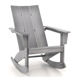 COSTWAY Patio Adirondack Rocking Chair All Weather HDpe Porch Rocker 330Lbs Outdoor In Grey