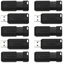 MICROBAN 64GB Pinstripe USB Flash Drive - Business 10Pk - (70901) In Black
