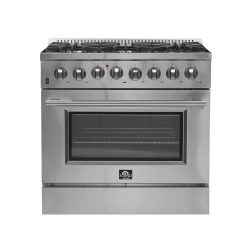 FORNO Galiano 36-Inch Freestanding Dual Fuel Range, 6 Burners, Double Convection Ovens