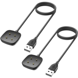 NAVOR 2 Pack Cable Compatible With Fitbit Versa 4/versa 3/sense 2/sense 3.28Ft Charging Cable, Smartwatch Replacement USB Charging Cable In Black
