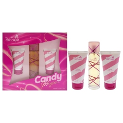 AQUOLINA Sugar Candy Magic By for Women - 3 PC Gift Set 3.4OZ Edt Spray, 1.7OZ Glossy Shower Gel, 1.7OZ Creamy Body Lotion In Pink