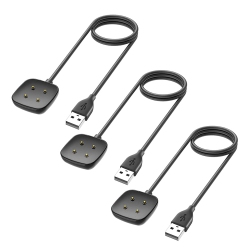 NAVOR 3 Pack Cable Compatible With Fitbit Versa 4/versa 3/sense 2/sense 3.28Ft Charging Cable, Smartwatch Replacement USB Charging Cable - In Black