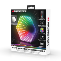 MONSTER Mlb7-1058-RGB Rechargeable Sound-Reactive Multi-Color 3D Mirror Light