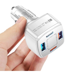 TEDLIN 2 Pack Of USB Pd 4 Ports Car Charger Type C Fast Charging Mobile Phone Charger for Car USB C Quick Charge 3.0 Tablet Car Lighter Chargers Qc