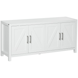 HOMCOM Farmhouse Kitchen Sideboard, Buffet Cabinet With 2 Barn Doors, Tv Cabinet Stand for Tvs Up to 65" With 4 Cable Holes for Living Room In White