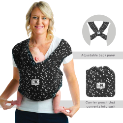 BABY K'TAN Pre-Wrapped Ready to Wear Baby Wrap Carrier Sweetheart Small In Black