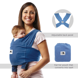 BABY K'TAN Pre-Wrapped Ready to Wear Baby Wrap Carrier Denim Xlarge