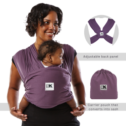 BABY K'TAN Pre-Wrapped Ready to Wear Baby Wrap Carrier Eggplant Small