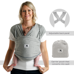 BABY K'TAN Pre-Wrapped Ready to Wear Baby Wrap Carrier Heather Xlarge In Grey