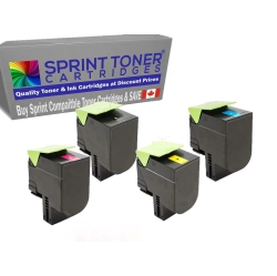 SPRINT TONER Compatible Lexmark Cx410 / Cx510, 801H High Yield Laser Toner Cartridges Set B/c/y/m. Cx410, Cx510, Canadian Company