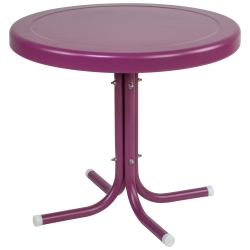 NORTHLIGHT 22" Outdoor Retro Tulip Steel Side Table In Purple