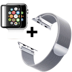 SUPERSHIELD for Apple Watch 44MM Band Stainless Steel Magnetic Loop Watch Band Screen Protector Milness Strap for Iwatch Se Ultra Series 8 7 6 5 4 3