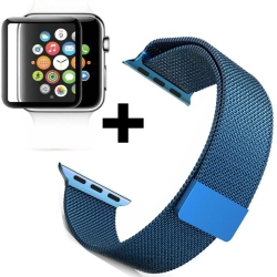 SUPERSHIELD Apple Watch 44MM Band Stainless Steel Magnetic Loop Watch Band Screen Protector Milness Strap for Iwatch Se Ultra Series 8 7 6 5 4 3 2 1