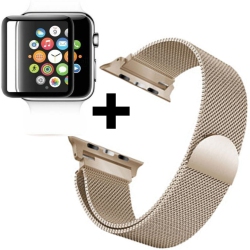 SUPERSHIELD Apple Watch 44MM Band Stainless Steel Magnetic Loop Watch Band Screen Protector Milness Strap for Iwatch Se Ultra Series 8 7 6 5 4 3 2 1