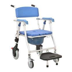 BYTREX Medical Commode Wheelchair One Button Folding Commode Chair Toilet Shower Chair Use As Mobile Toilet Travel Friendly Easy to Fold