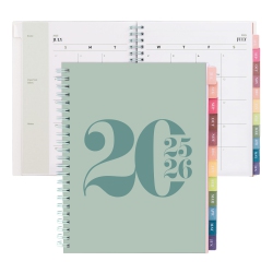 RILEYS & CO. Rileys & Co 2025-2026 12-Month Typographic Academic Weekly & Monthly Planner 8 X 6 In In Green