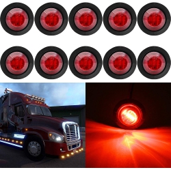 HLD 10PCs 3/4" Round Led Side Marker Lights, 12V Waterproof 3Smd Led Clearance Light, Front Rear Indicator, Grommet Mount Signal Light for Truck Rv