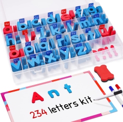 HLD Classroom Magnetic Letters Kit 234 PCs With Double-Side Magnet Board - Foam Alphabet Letters for Kids Spelling And Learning