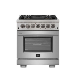 FORNO Capriasca Titanium Professional 30-Inch Freestanding Dual Fuel Electric 240V Oven Range