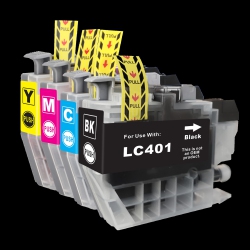 TONER4U 1 Set (Bk/c/m/y) High Yield Compatible Lc401Xl Ink Cartridge for Brother Lc401Xl, Mfc-J1010Dw, Mfc-J1012Dw, Mfc-J1170Dw