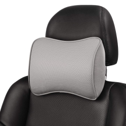 HLD Headrest Pillow, Car Memory Foam Car Neck Pillows Soft Leather for Driving Home Office (Pack Of 1) In Gray