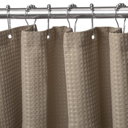 HLD Waffle Weave Shower Curtain \w Stainless Steel Hooks - 230 Gsm Heavy Duty Fabric Bath Curtains, Hotel Luxury Quality, Water Resistant, Machine