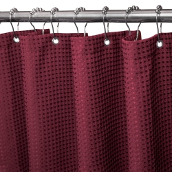 HLD Waffle Weave Shower Curtain \w Stainless Steel Hooks - 230 Gsm Heavy Duty Fabric Bath Curtains, Hotel Luxury Quality, Water Resistant, Machine