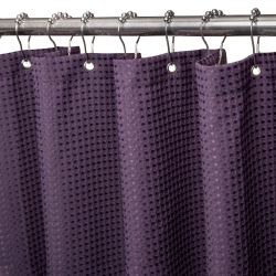 HLD Waffle Weave Shower Curtain \w Stainless Steel Hooks - 230 Gsm Heavy Duty Fabric Bath Curtains, Hotel Luxury Quality, Water Resistant, Machine